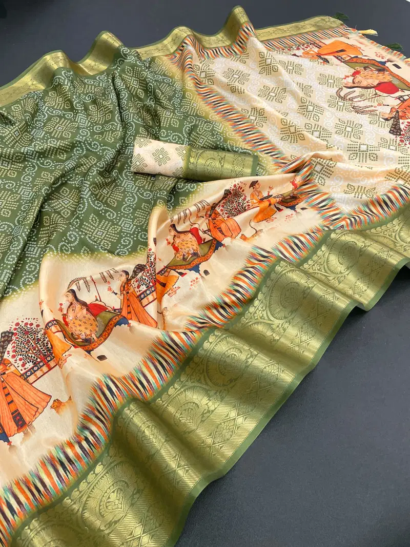 Psw Printed Designer Dola Silk Viscose jacquard weaving Border Sarees Wholesale Shop In Surat